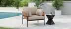 Brisa Outdoor Modern Iron Lounge Chair with Rope Weave