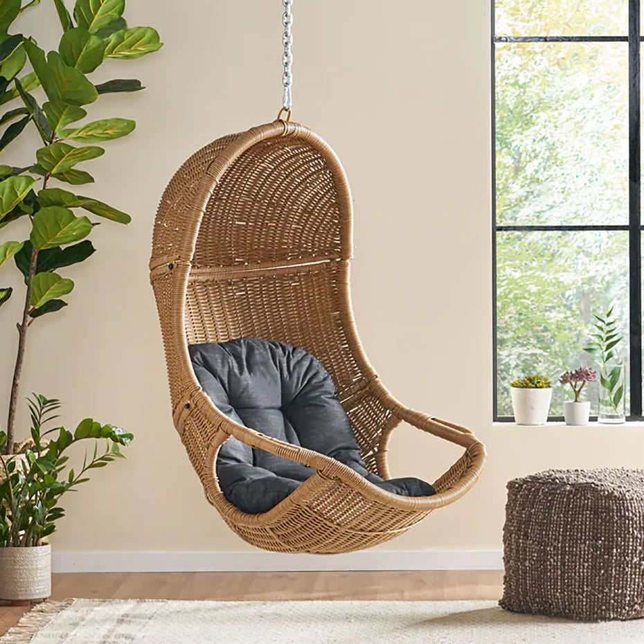 Berrien Outdoor/Indoor Wicker Hanging Swing Chair with 8-Foot Chain