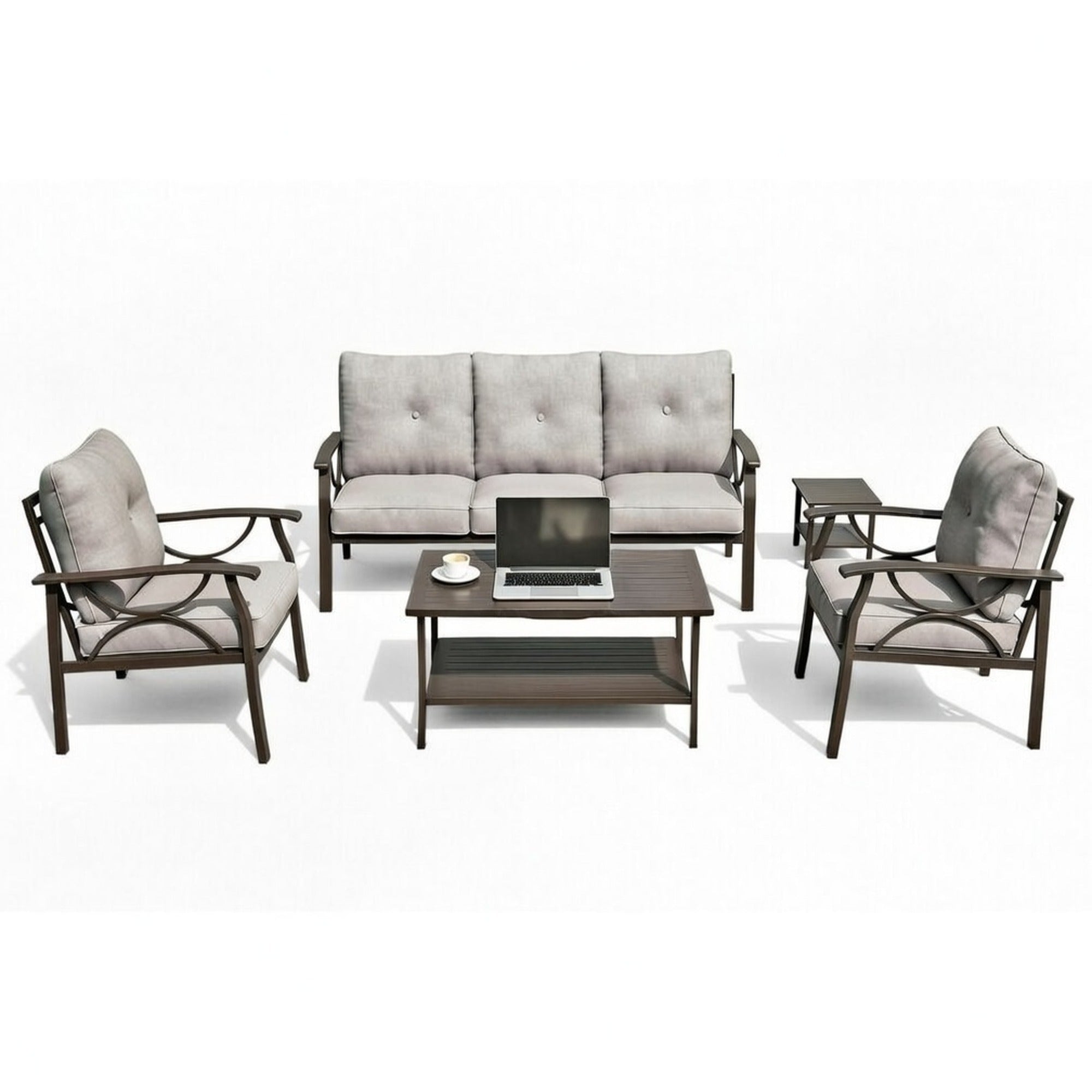 Marisol 5 Piece Metal Patio Furniture Set with 3 Seater Sofa