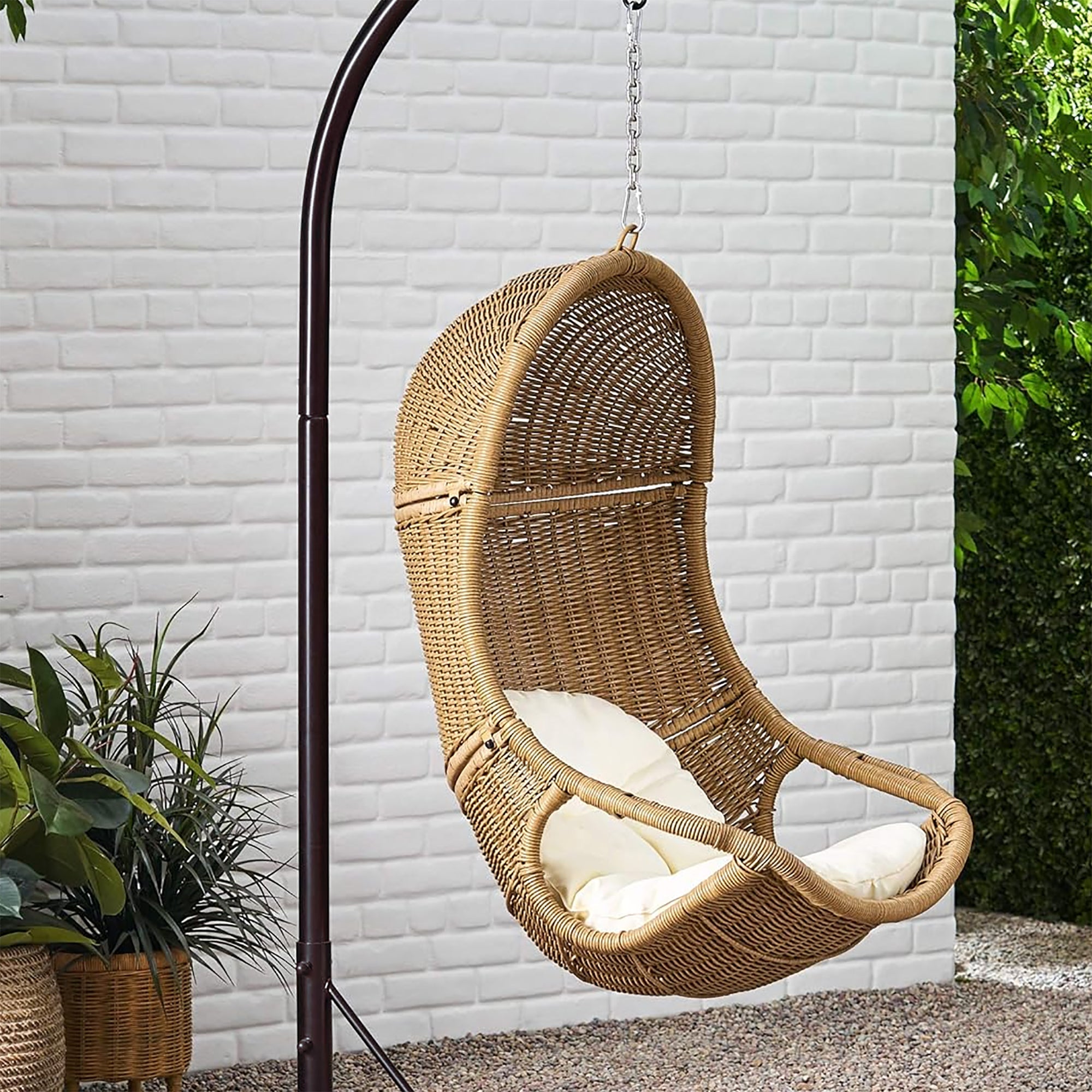 Berrien Outdoor/Indoor Wicker Hanging Swing Chair with 8-Foot Chain