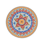 3-Piece Outdoor Chat Set with Ornate Open Scroll Pattern and Ceramic Table Top