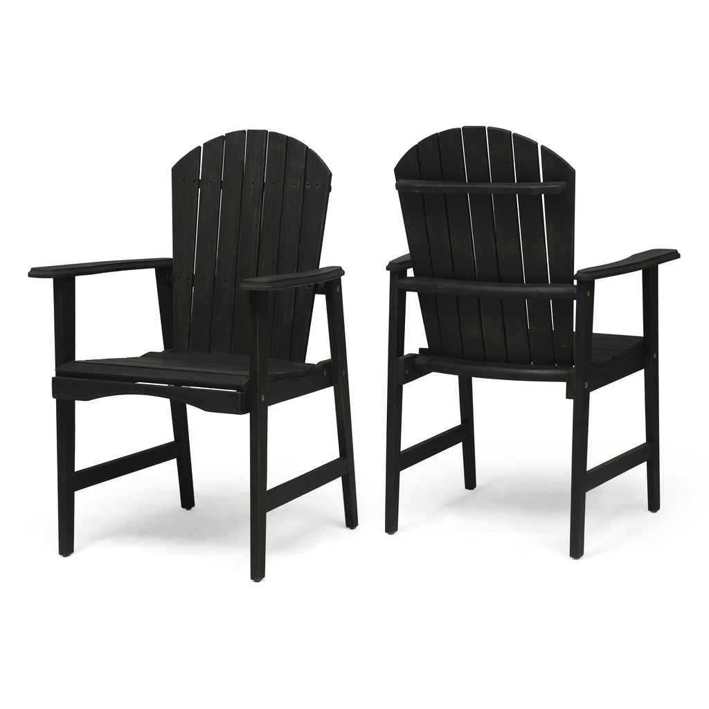 Outdoor Weather Resistant Acacia Wood Adirondack Dining Chairs, Set of 2