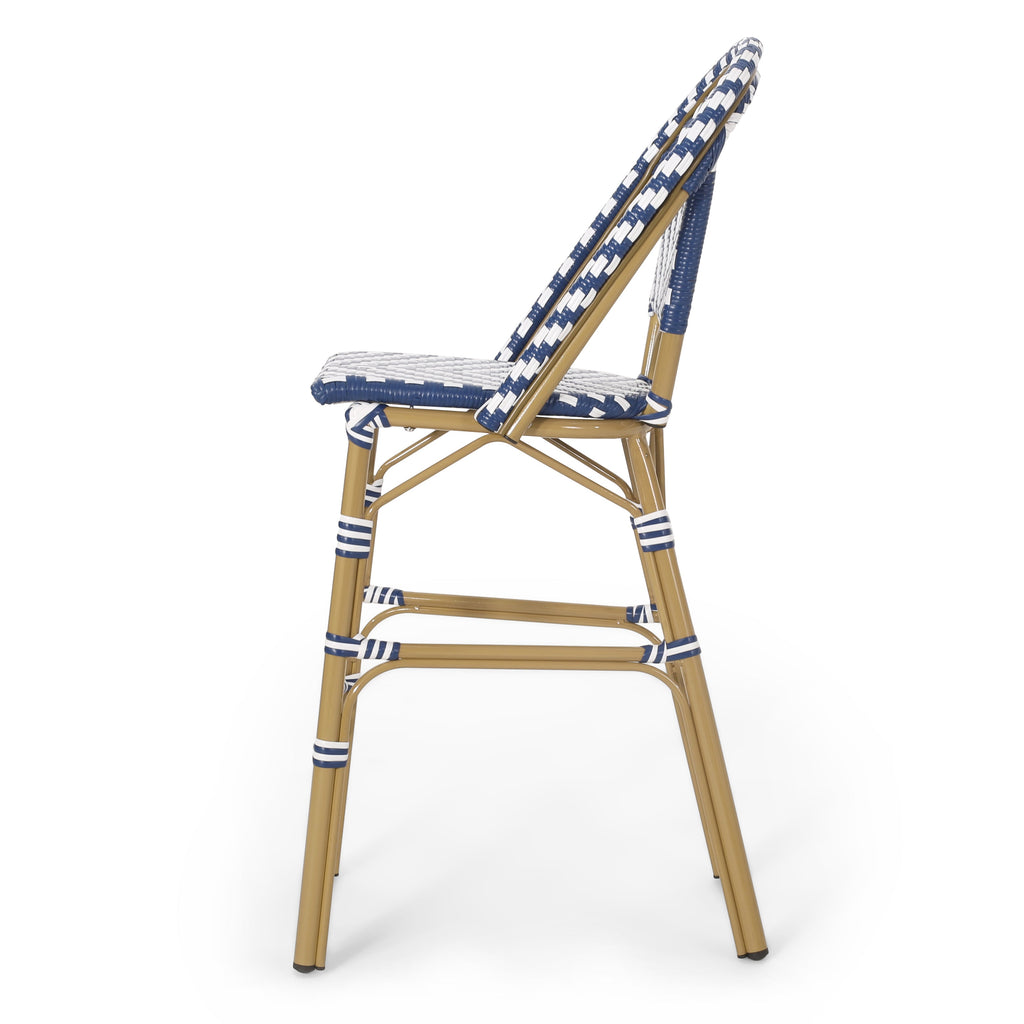 Clifftop 29.5" Outdoor Rattan Bar Stool with Aluminum Frame and Footrest, Set of 2