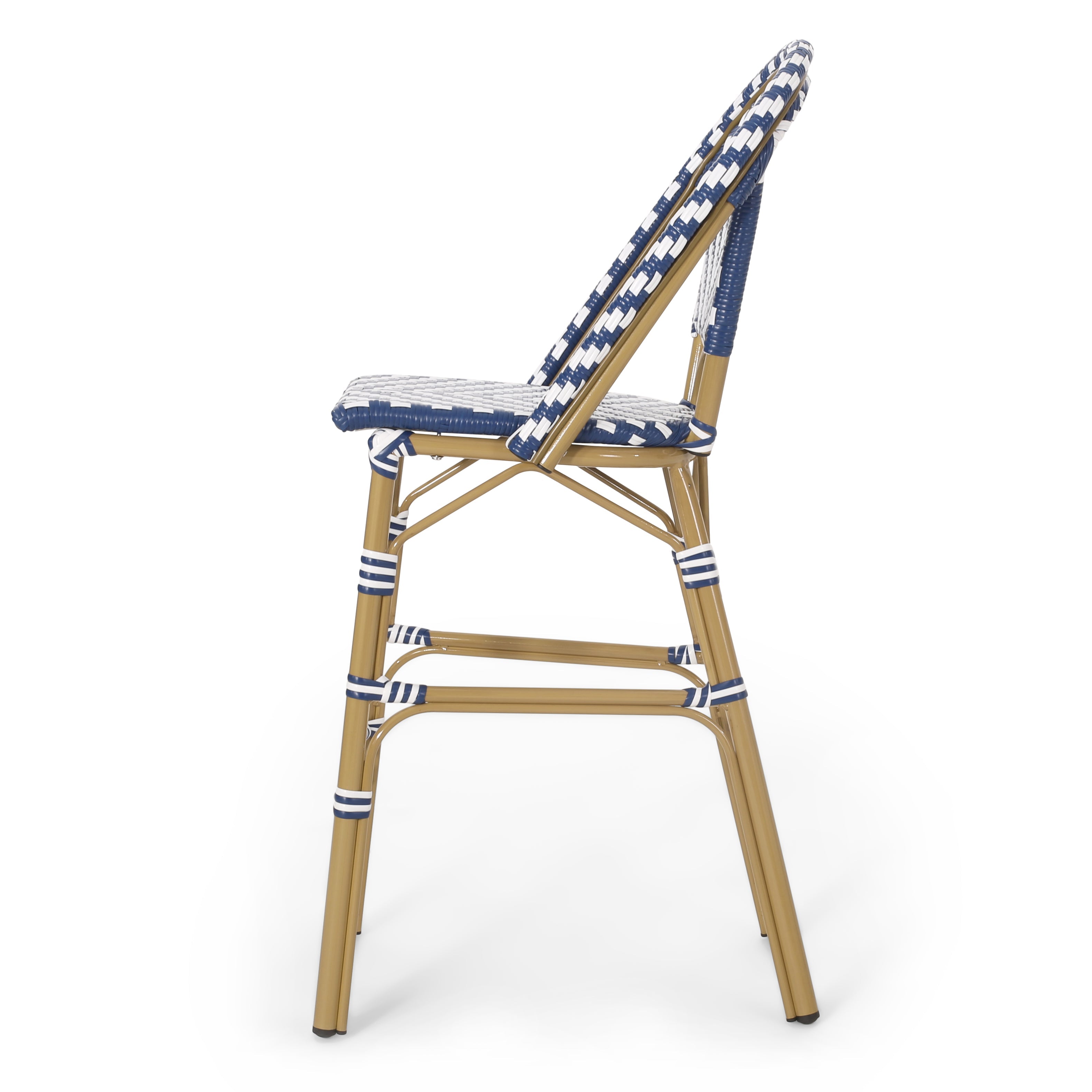 Clifftop 29.5" Outdoor Rattan Bar Stool with Aluminum Frame and Footrest, Set of 2