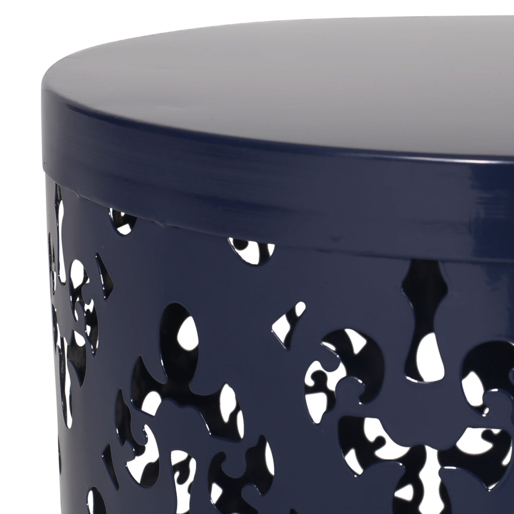 Spherical Outdoor Cylindrical End Table with Iron Cut Design
