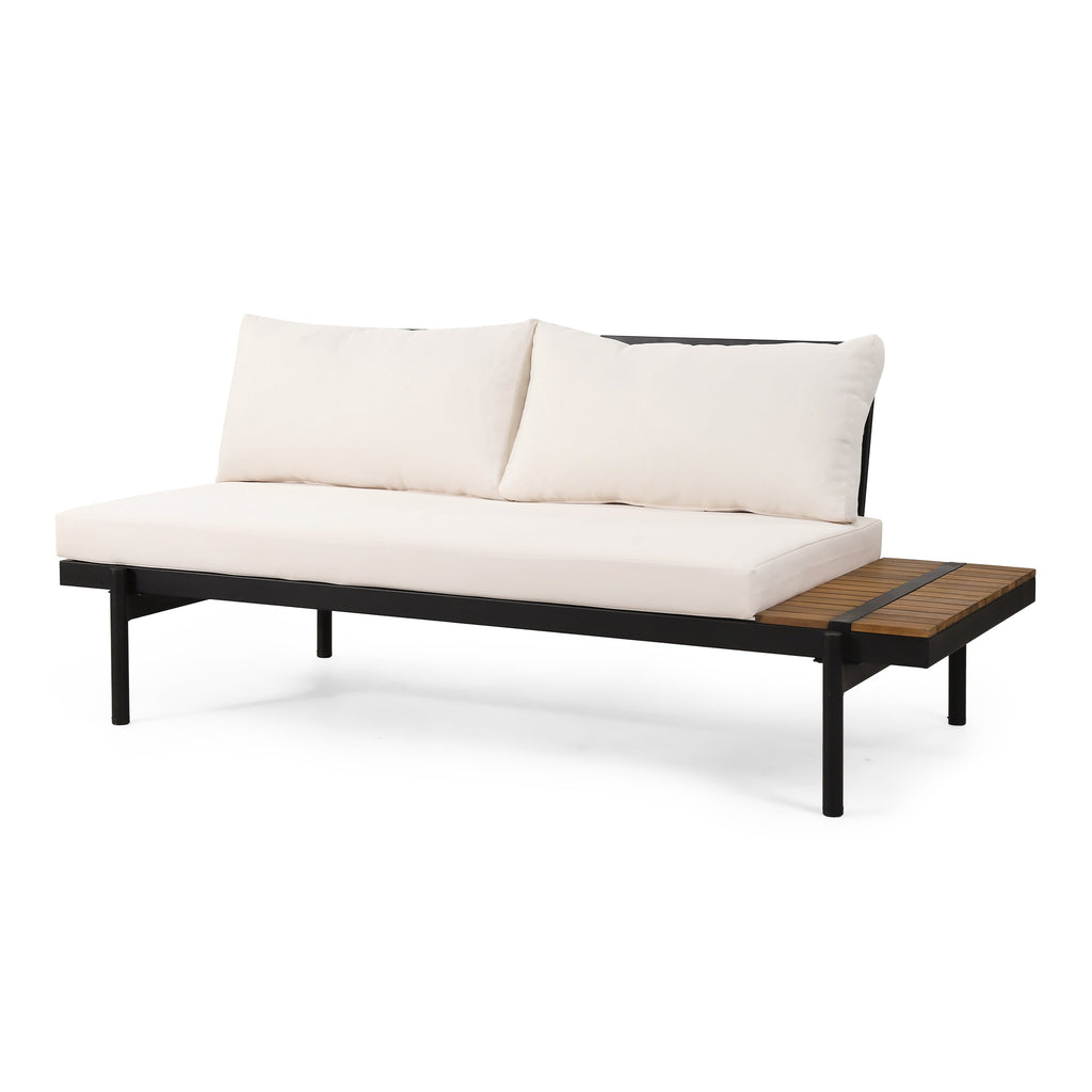 4-Piece Outdoor Sectional Sofa Set with Coffee Table, Water-Resistant Cushions and Iron Frame
