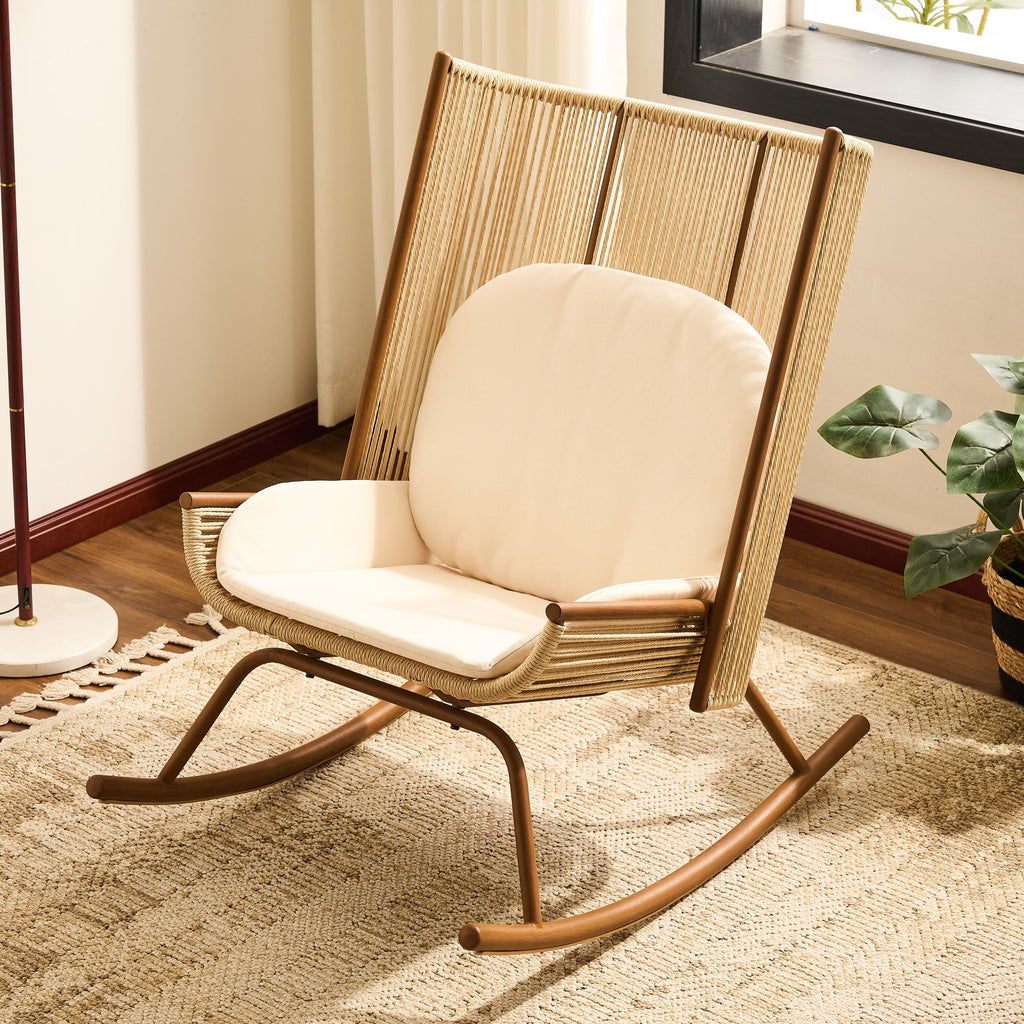 High Square Back Modern Outdoor Rocking Chair