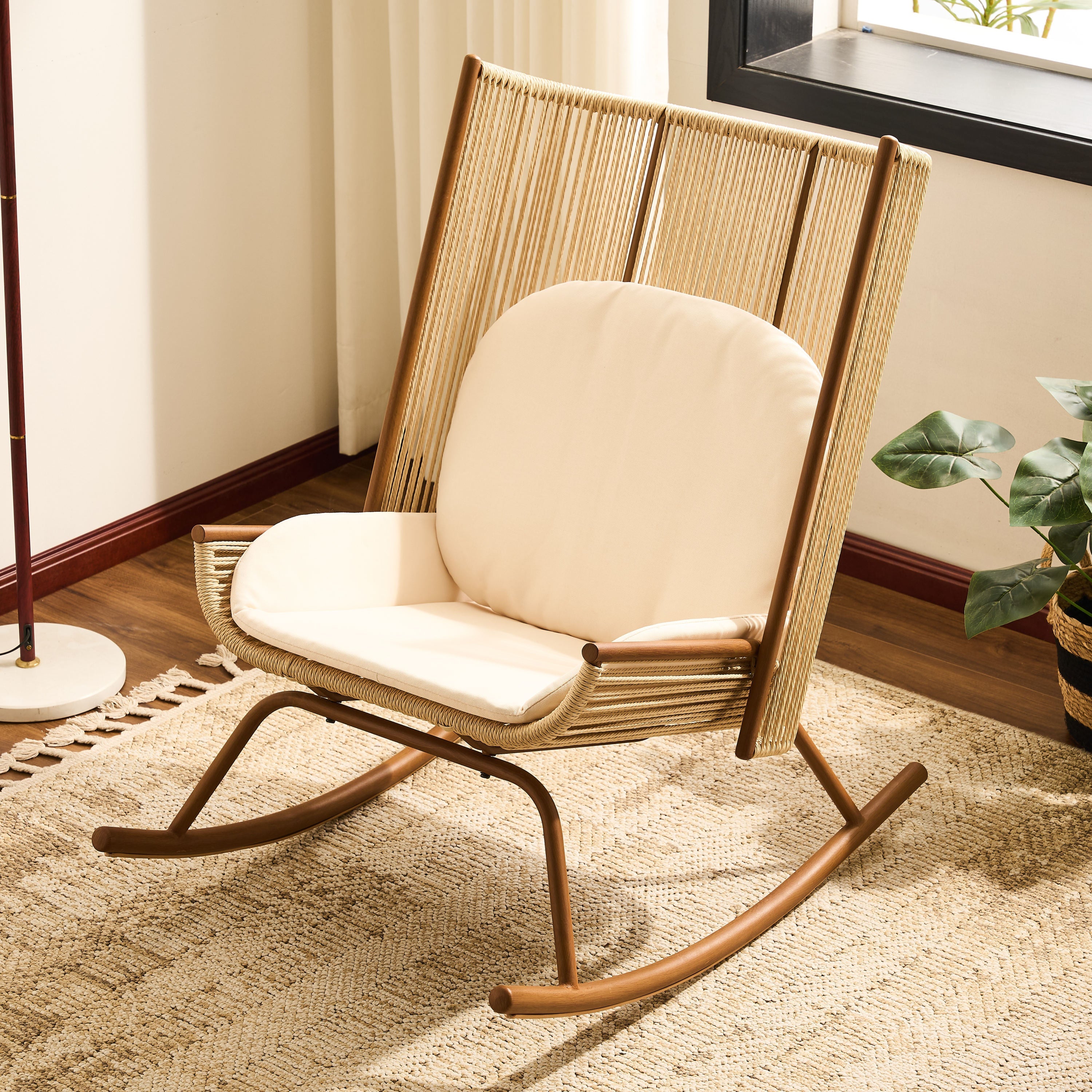 High Square Back Modern Outdoor Rocking Chair
