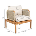Isola Outdoor Acacia Wood and Rope Club Chair with Cushions