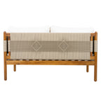Seabrook Acacia Wood Outdoor Loveseat with Diamond Rope Weave & Cushions