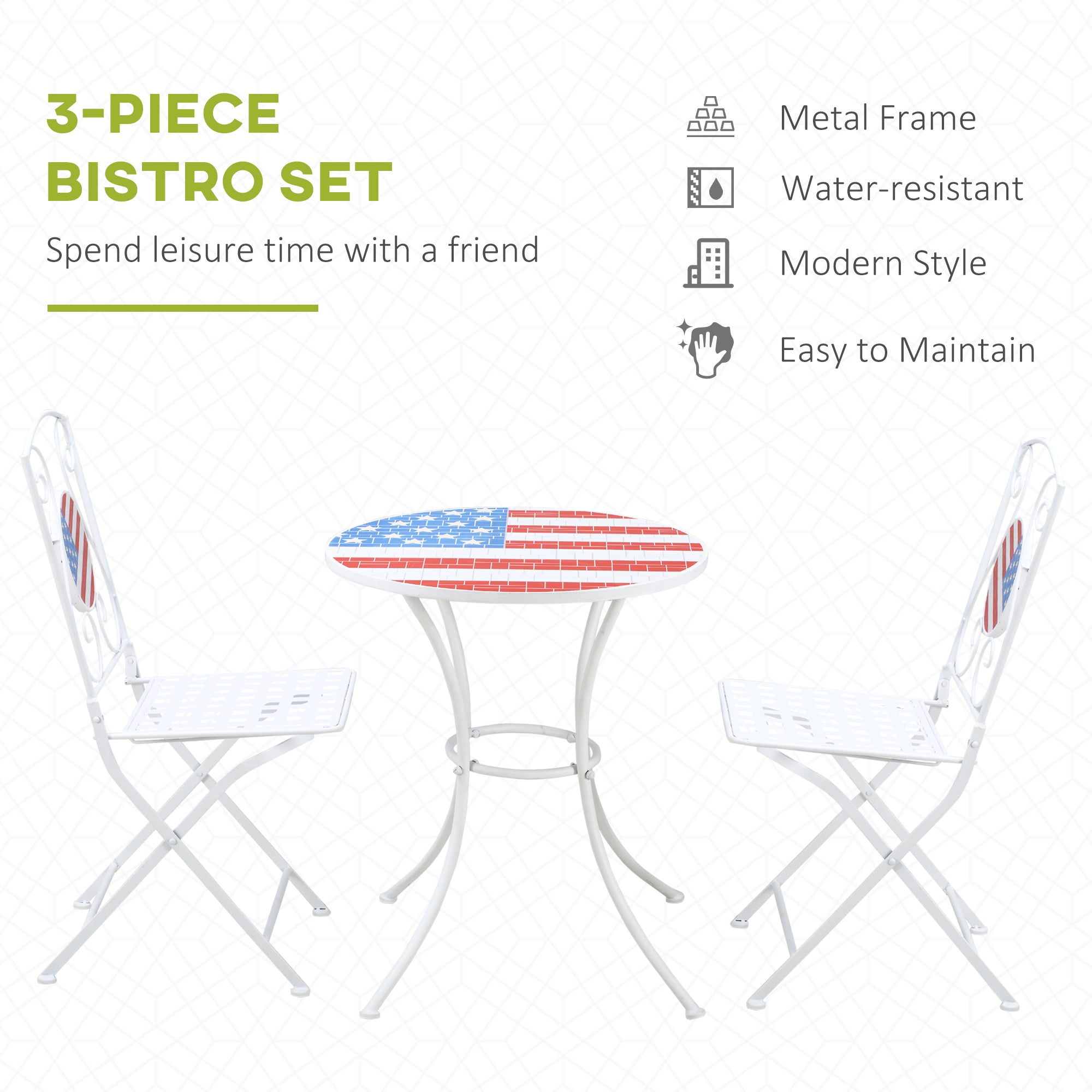 3 Piece Mosaic Americana Patio Bistro Set