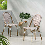 PE Rattan and Aluminum Bistro Chair with Arched Back, Set of 2