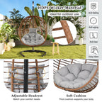 Folding Hanging Swinging Egg Chair with Stand & Tufted Cushion