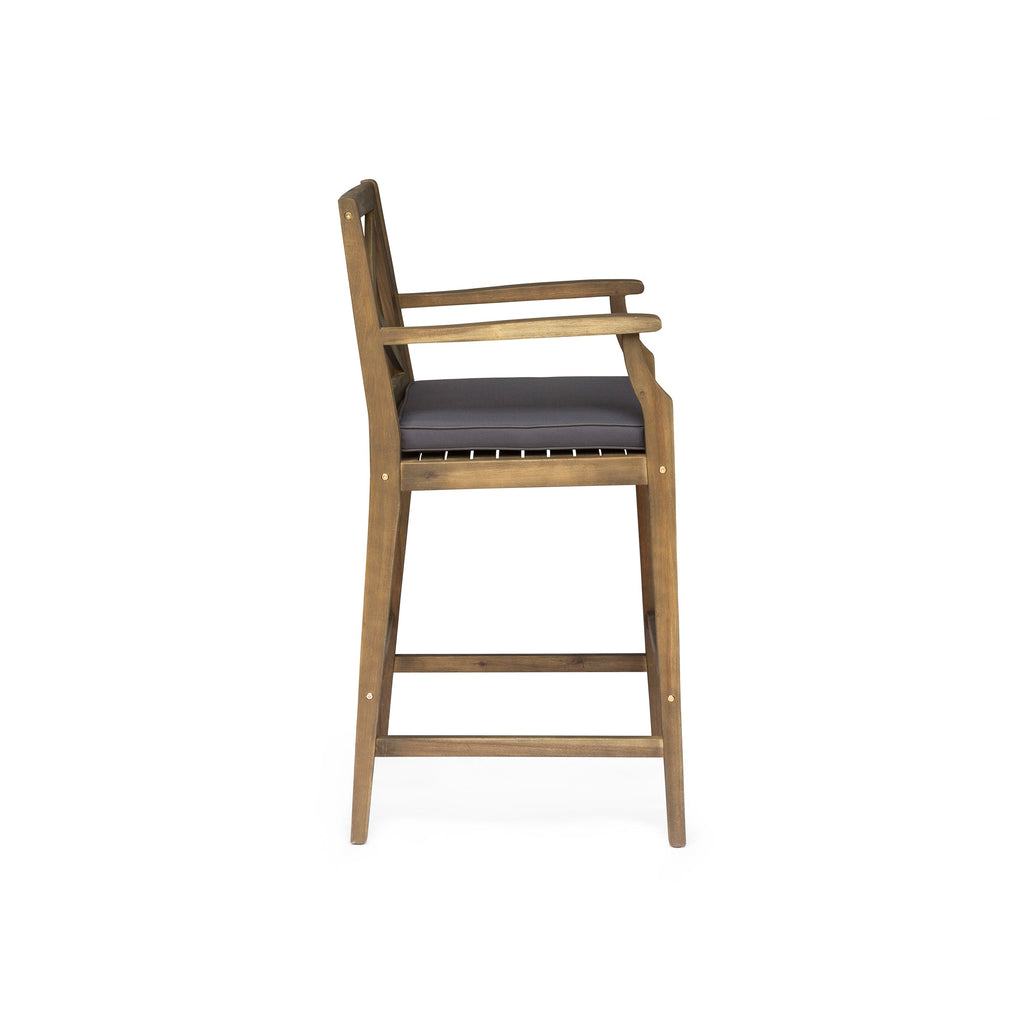 Perla Outdoor Acacia Wood Barstools, Set of 2