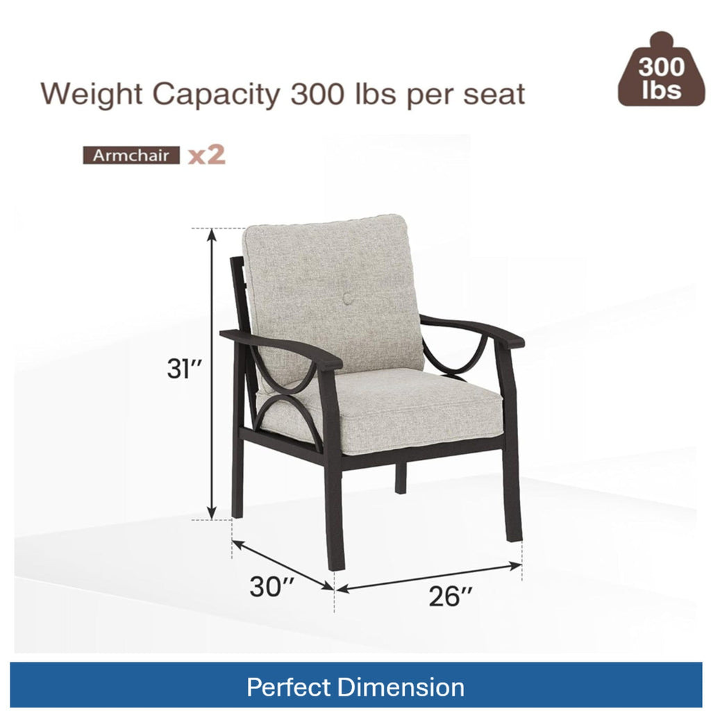 Marisol 5 Piece Metal Patio Furniture Set with 3 Seater Sofa