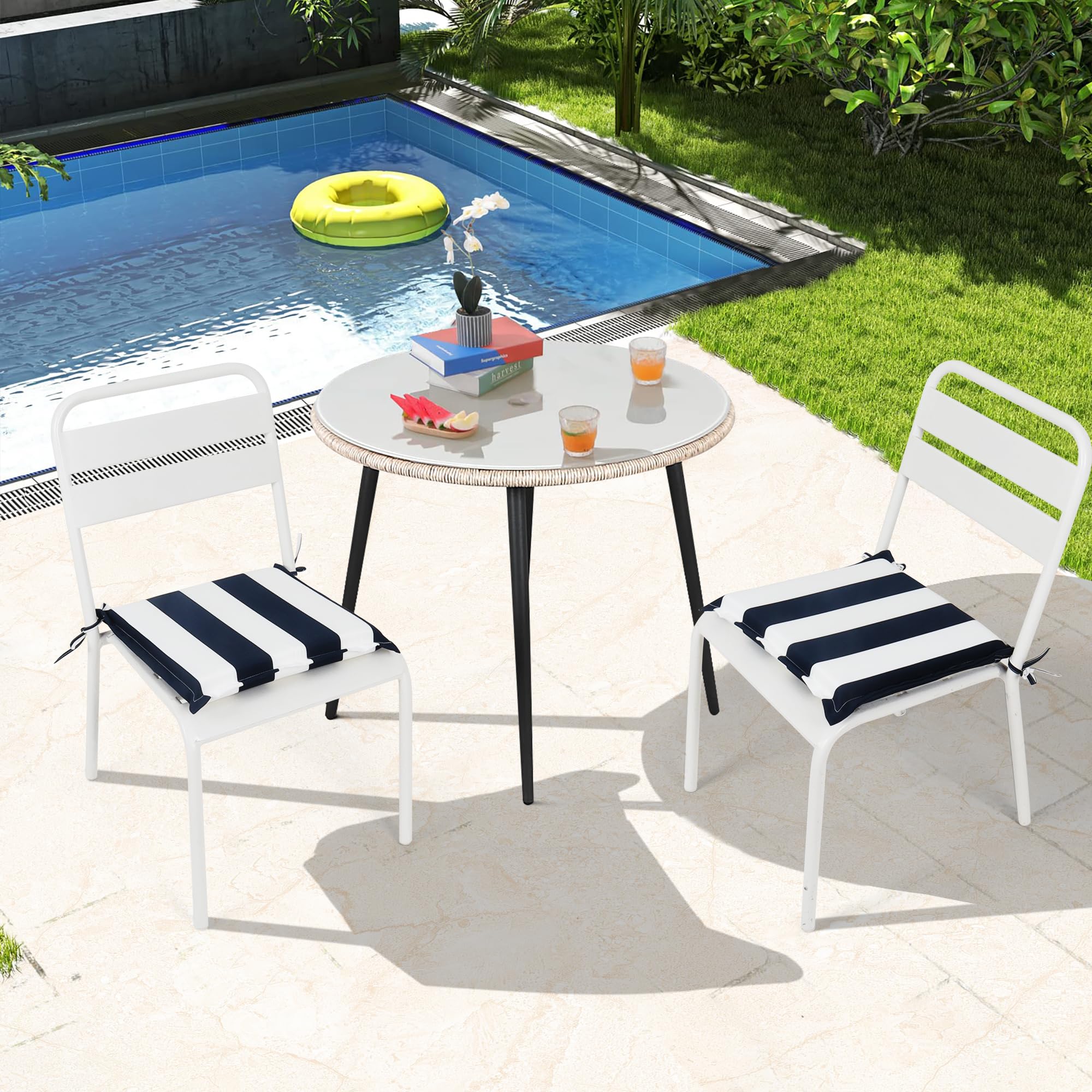 Conjure 4-Piece 15x15" Outdoor Fabric Seat Cushion with Ties