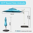 Round Cantilever Umbrella with Center Pole, Base Not Included