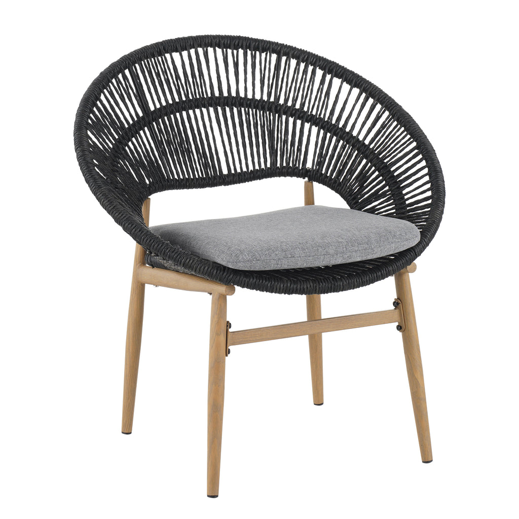 Cyril Outdoor Wicker Papasan Style Dining Chair, Set of 2
