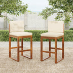 Seacliff Outdoor Acacia Wood Barstools, Set of 2