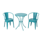 Pursuant 3-Piece Iron Bistro Set with Round Table and 2 Curved Back Chairs