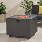 33" Outdoor Iron Square Propane Fire Pit, Tank Inside, 50,000 BTU
