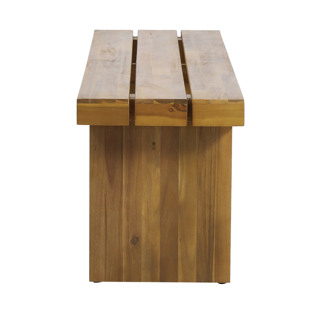 Outdoor Bench with Slat Top and Block Leg