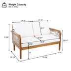 Millie Outdoor Acacia Wood Loveseat & Coffee Table Set