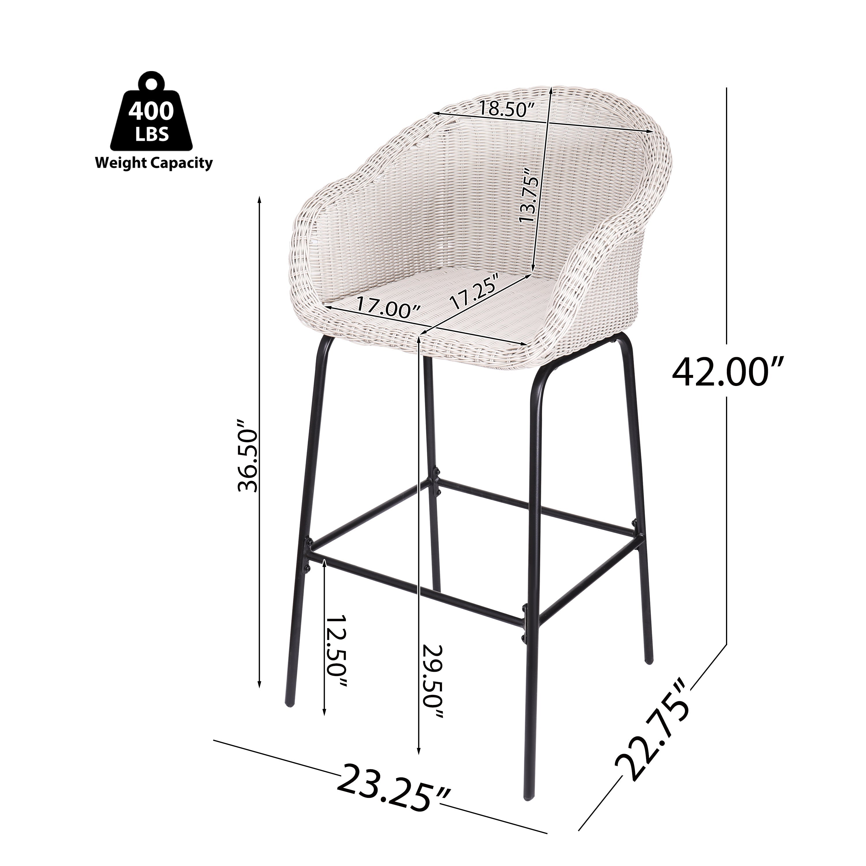 Ladd Outdoor Metal Wicker Barstool, Set of 2