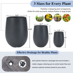Egg Shaped Lightweight Outdoor Planter, Set of 3