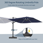 11' Square Cantilever Patio Umbrella with LED Light, Base Not Included