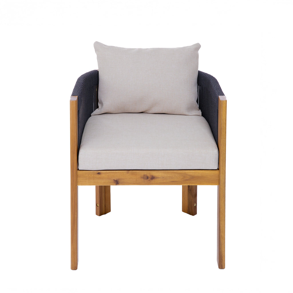 Matera Outdoor Wood & Rope Dining Chairs, Set of 2