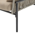 Brisa Outdoor Modern Iron Lounge Chair with Rope Weave