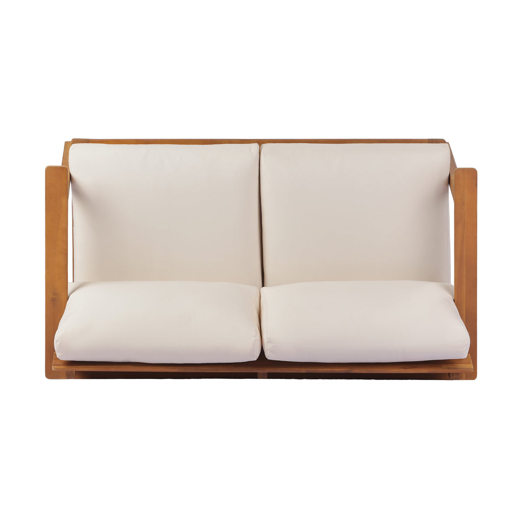 Mid-Century Modern 2-Piece Acacia Wood Outdoor Patio Set