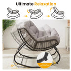 All-Weather Wicker Egg Rocking Chair with Ottoman