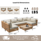 7-Piece Outdoor Wicker Sectional Sofa with Water Resistant Cushions and Coffee Table