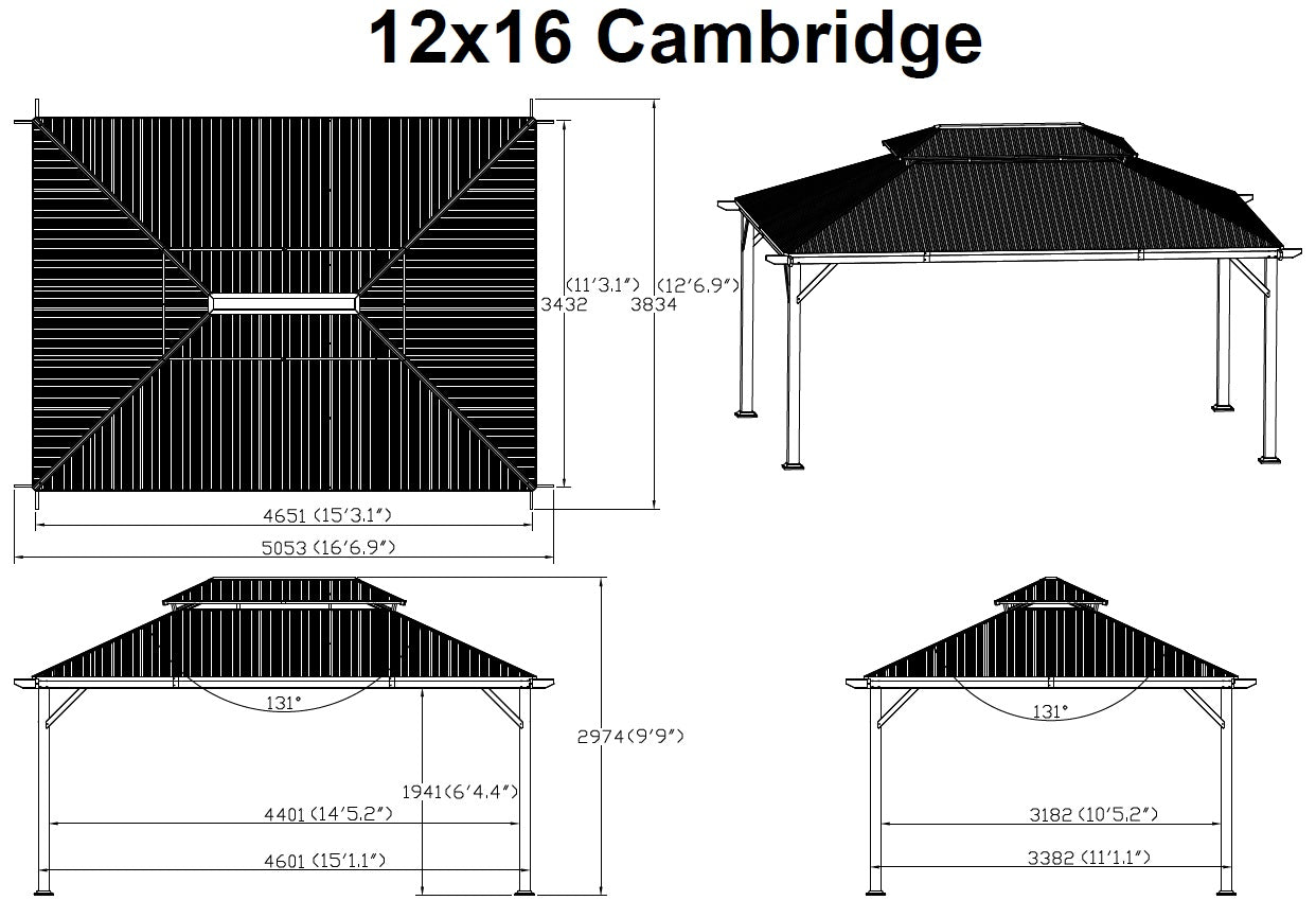 Cambridge Nutmeg Hard Top Gazebos