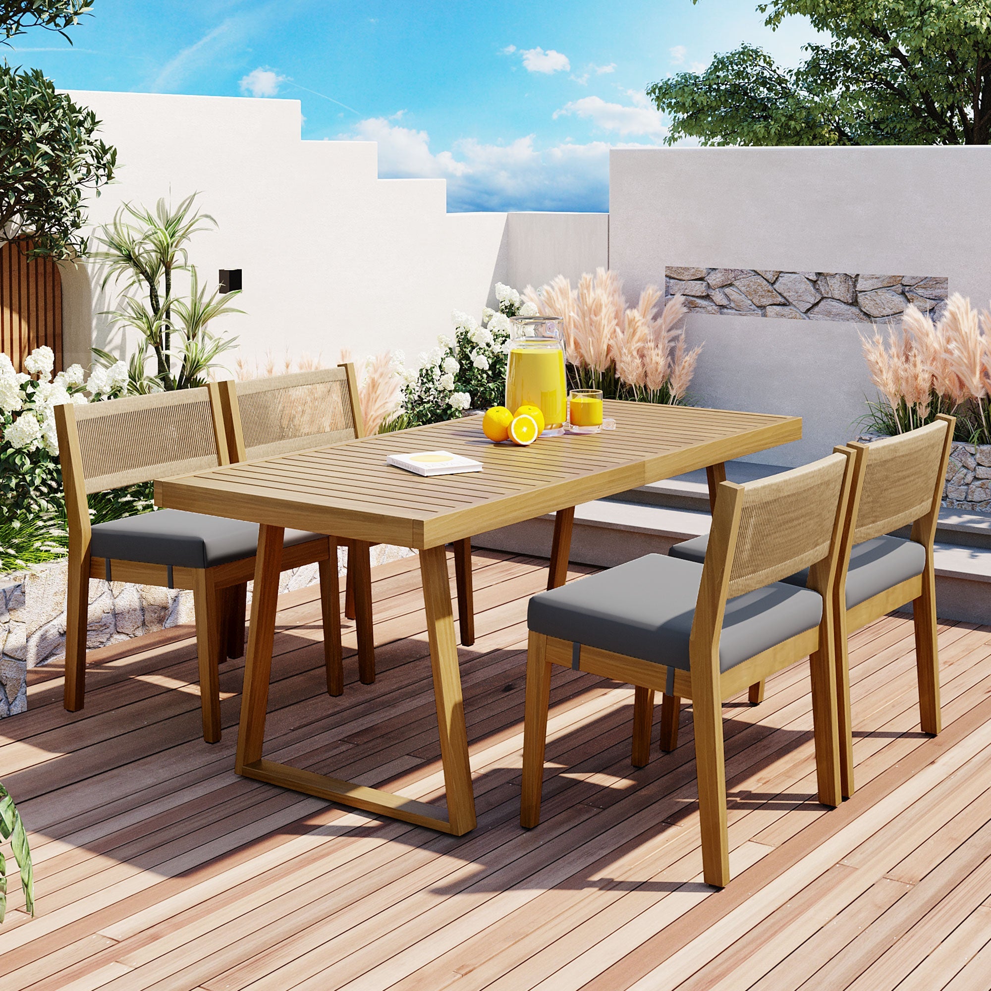 Outdoor Acacia Wood Dining Table Set