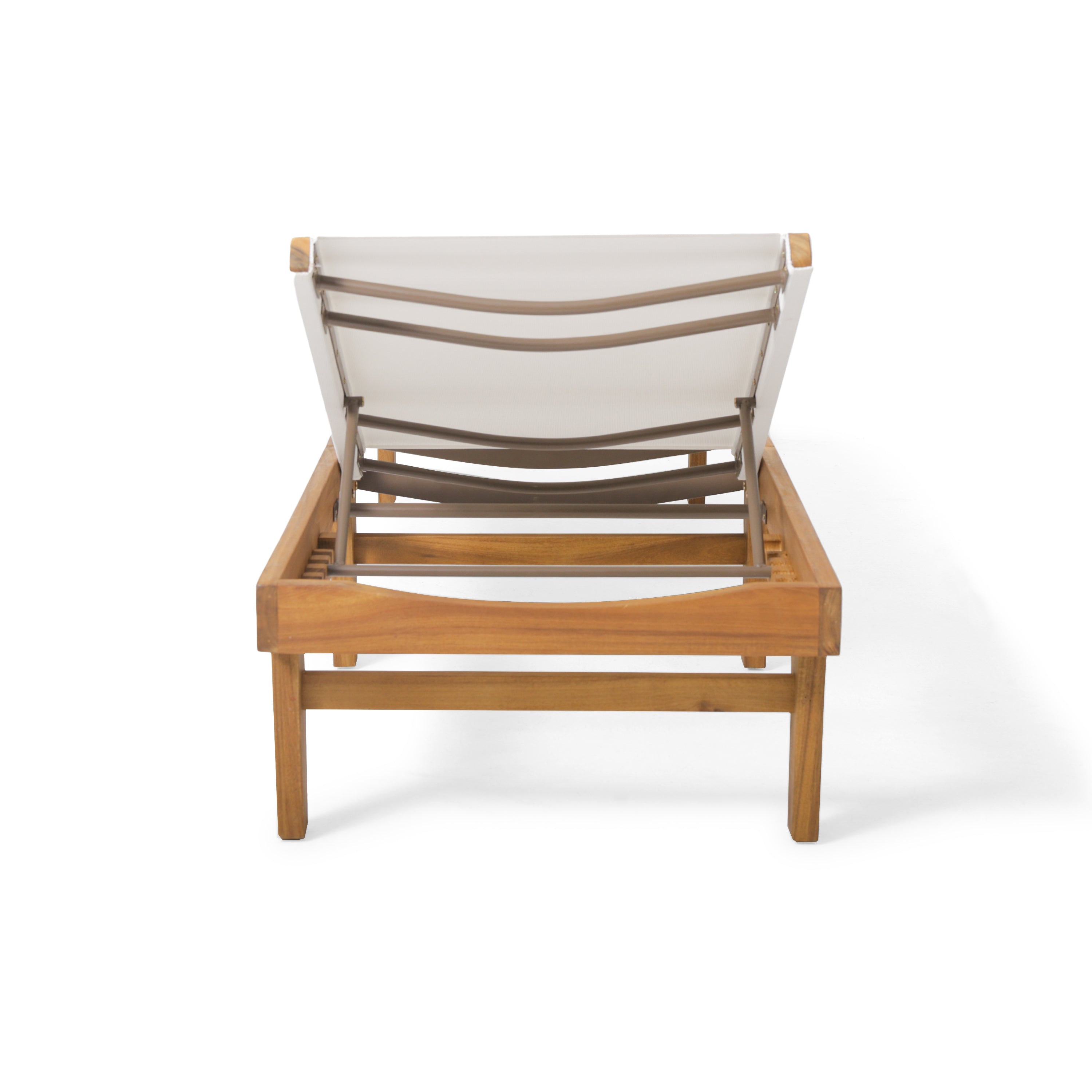 Outdoor Chaise Lounge with Acacia Wood Frame
