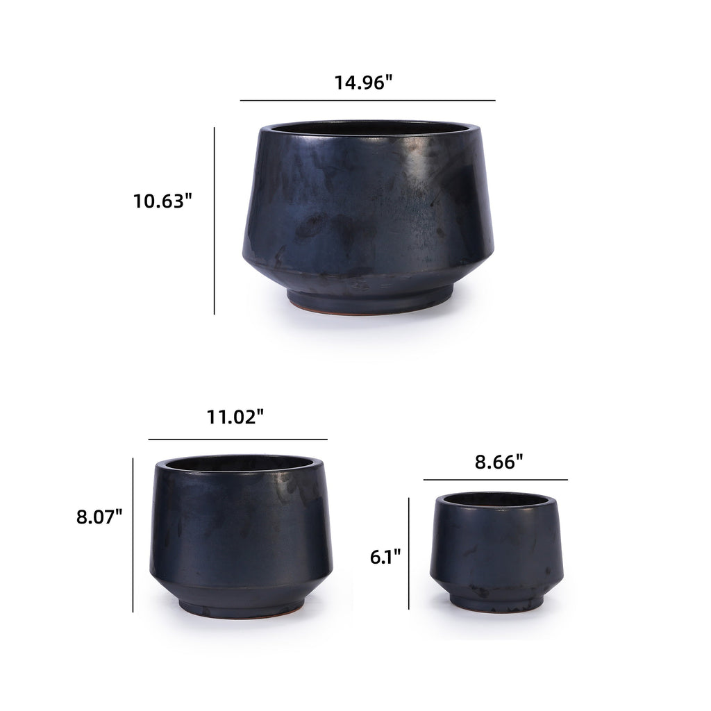 Solano Handmade Glazed Ceramic Planter, Set of 3