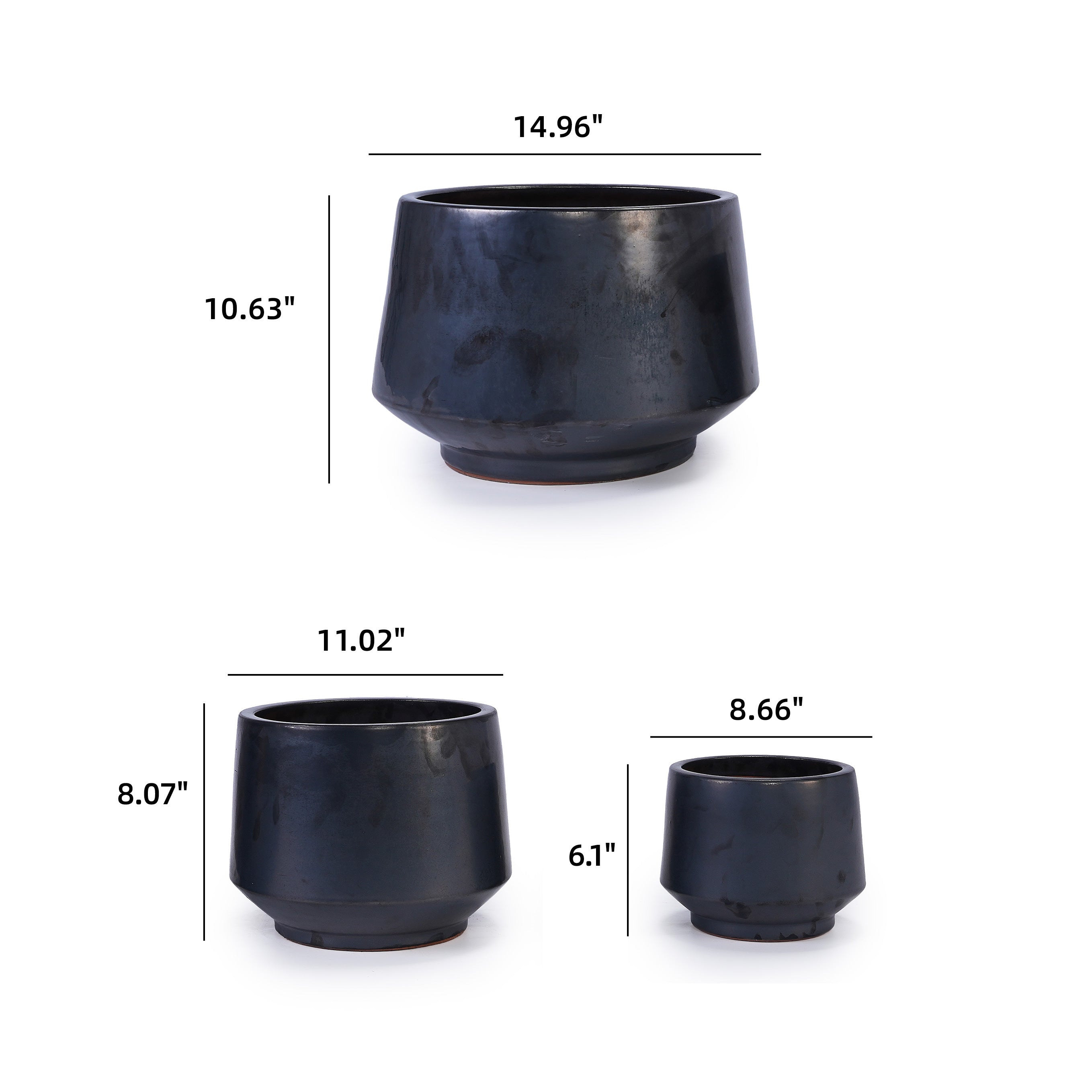 Solano Handmade Glazed Ceramic Planter, Set of 3