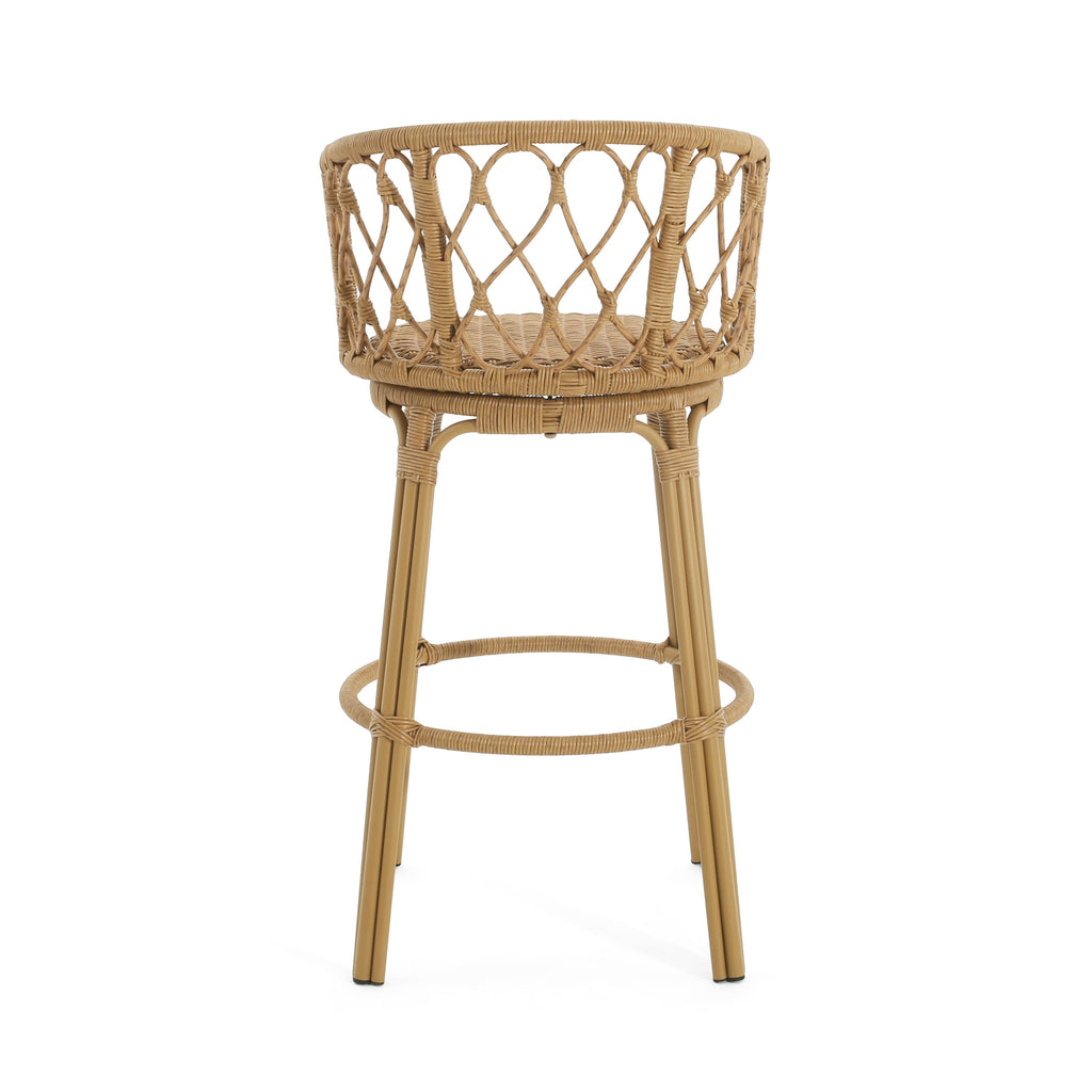 Bohemia Outdoor Brown Wicker Bar Stools, Set of 2