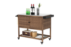 Outdoor Wicker Bar Cart