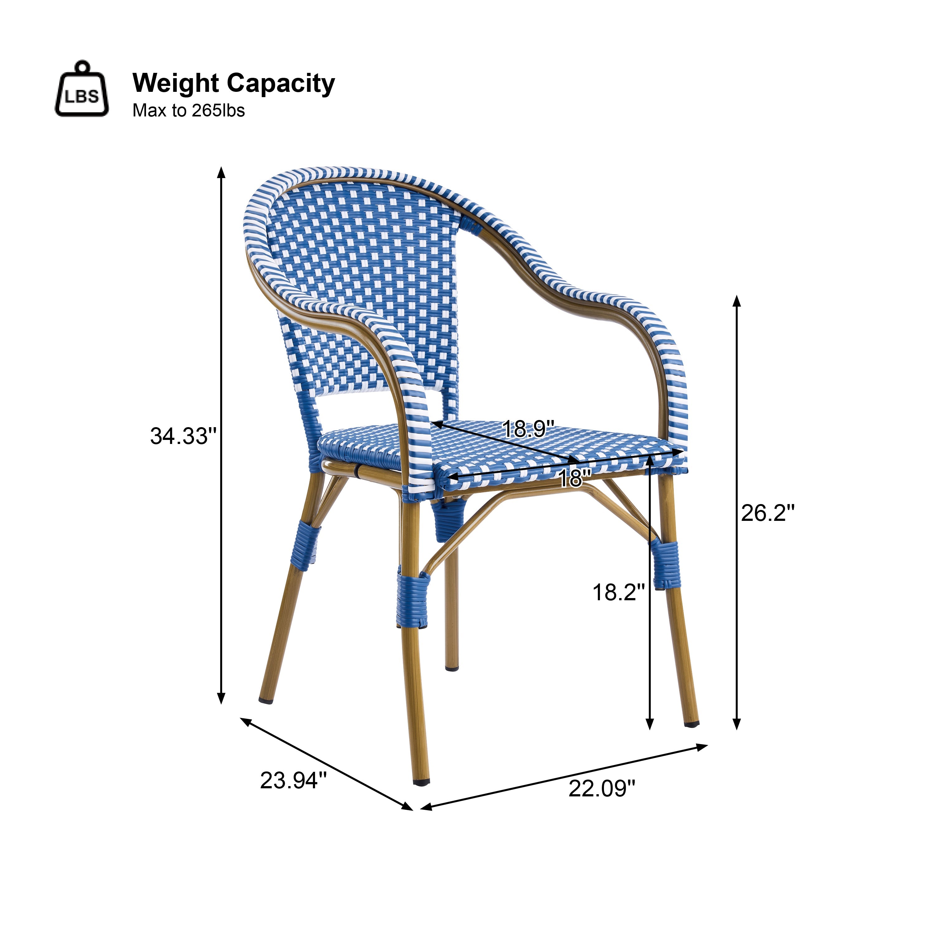 French Bistro Wicker Outdoor Dining Chair, Set of 2