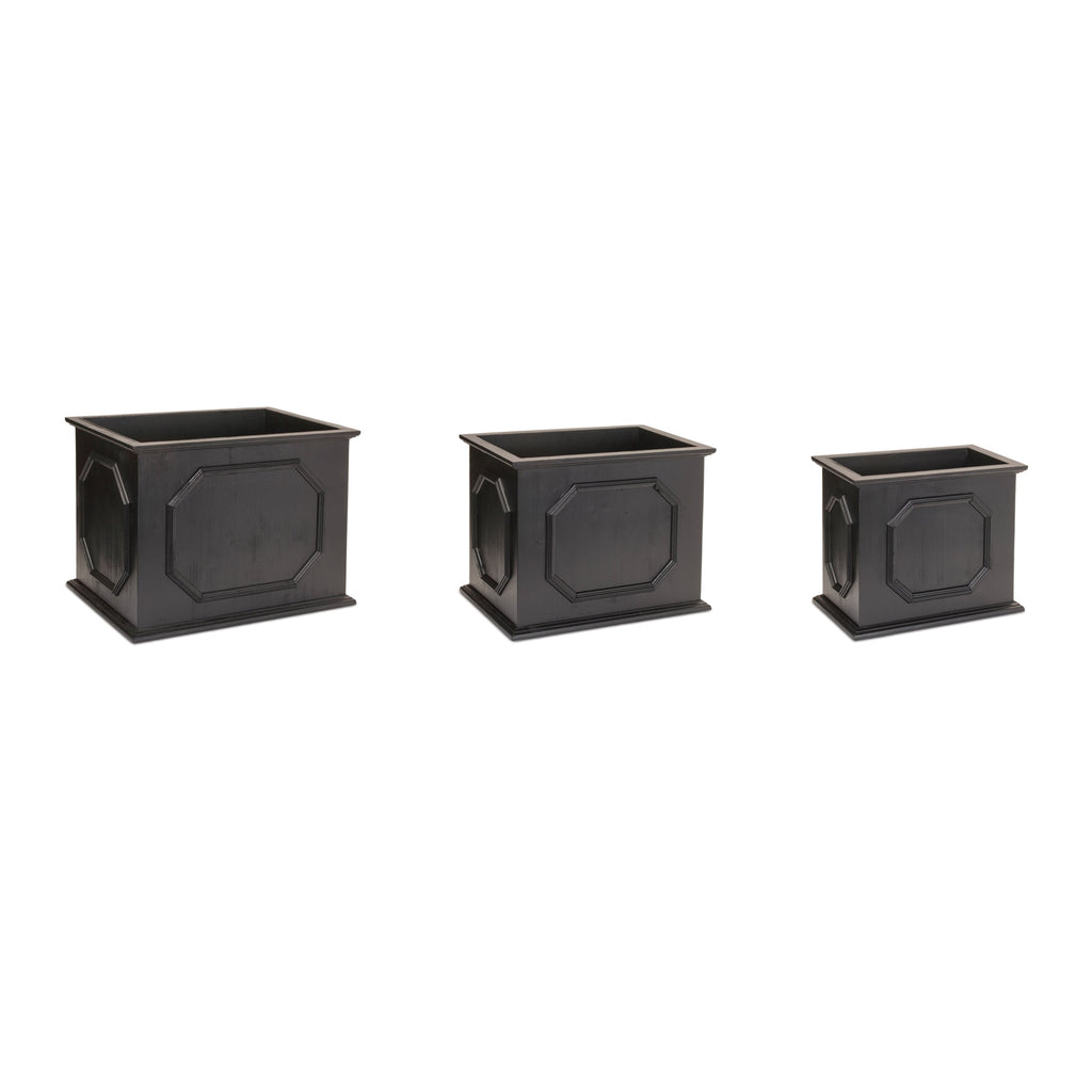 Wooden Box Planter, Set of 3