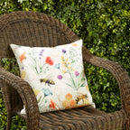 Bright Bumble Bee Floral Outdoor Polyester Filled Throw Pillow