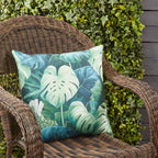 Philodendron Paradise Outdoor Polyester Filled Throw Pillow