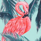 Tropical Flamingo and Palm Tree Outdoor Polyester Filled Throw Pillow
