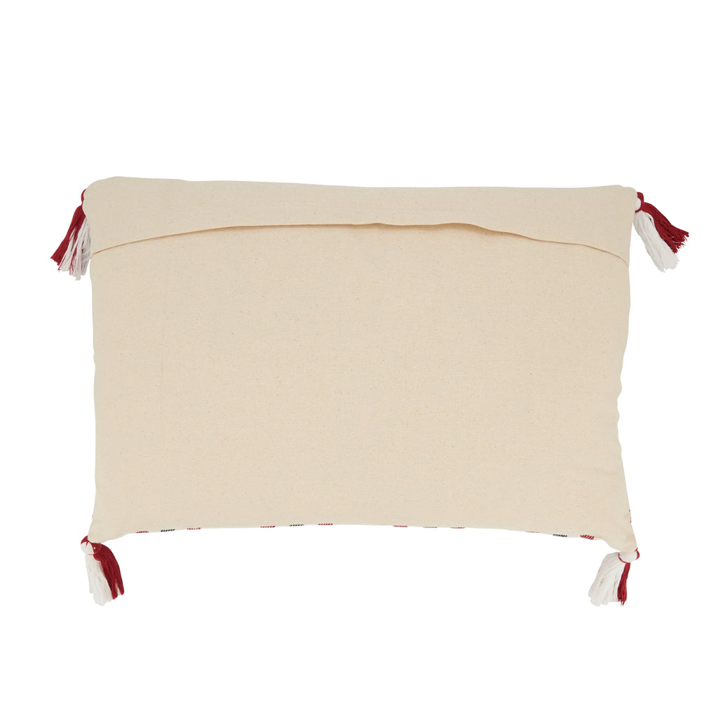 Tasseled Plaid Outdoor Polyester Filled Throw Pillow