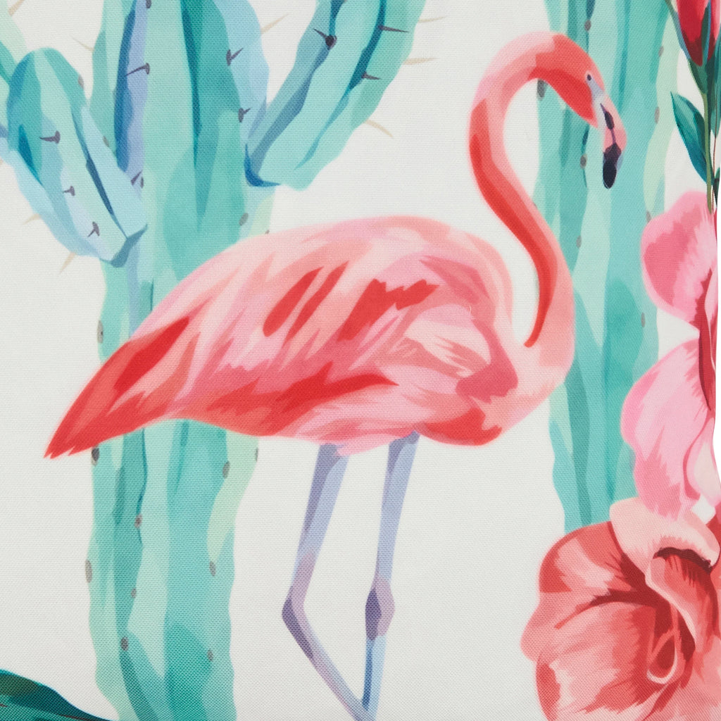 Vibrant Flamingo and Cactus Outdoor Polyester Filled Throw Pillow