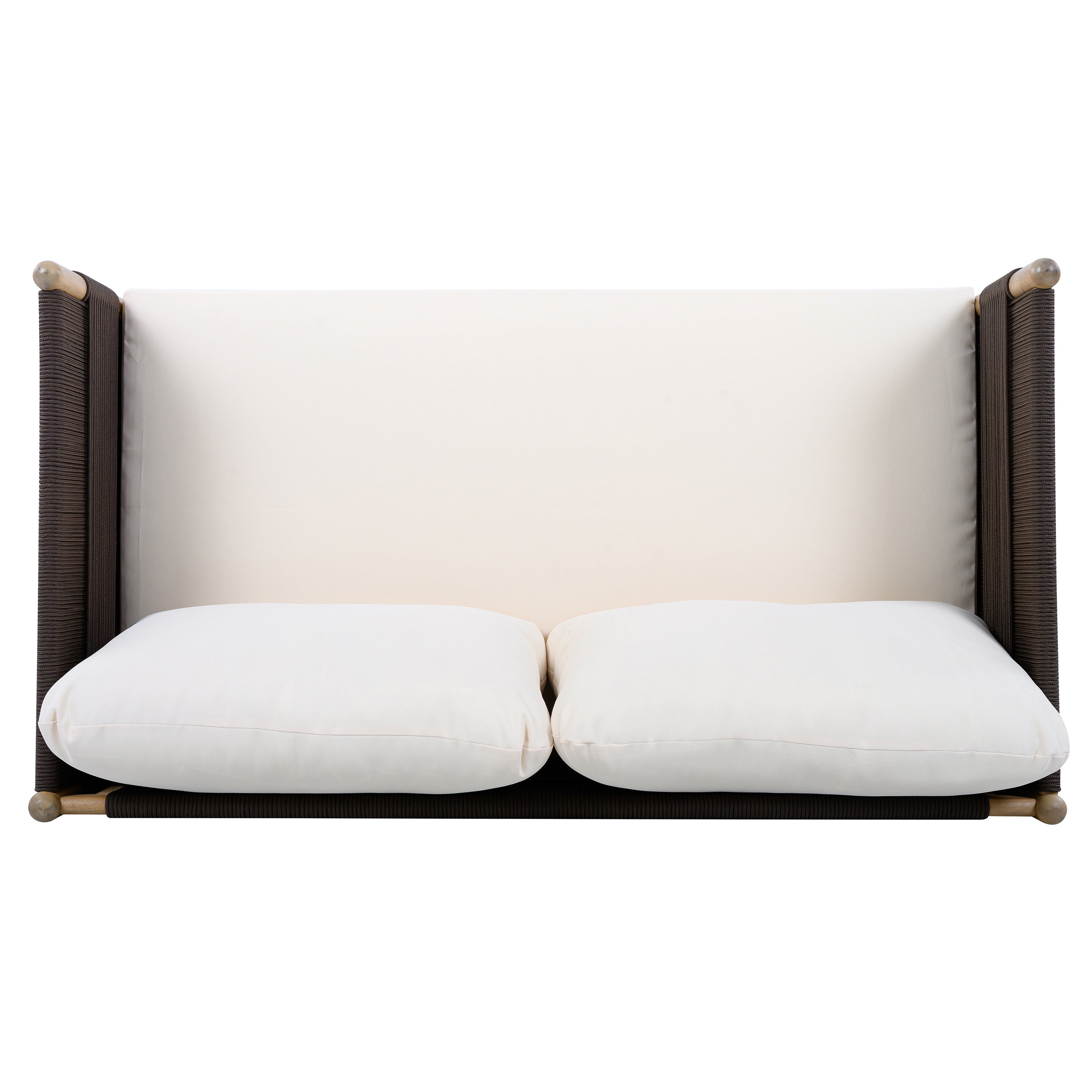 Seabrook Acacia Wood Outdoor Loveseat with Diamond Rope Weave & Cushions